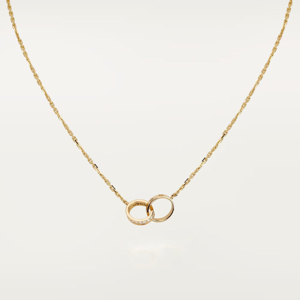 [LUXE JEWELRY] LOVE DOUBLE RING HALF DIAMOND NECKLACE