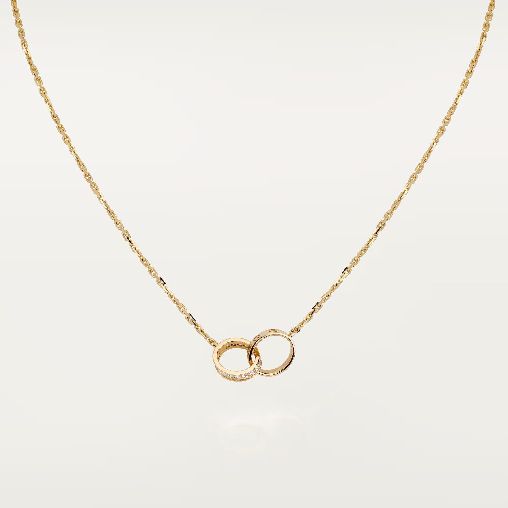 [LUXE JEWELRY] LOVE DOUBLE RING HALF DIAMOND NECKLACE