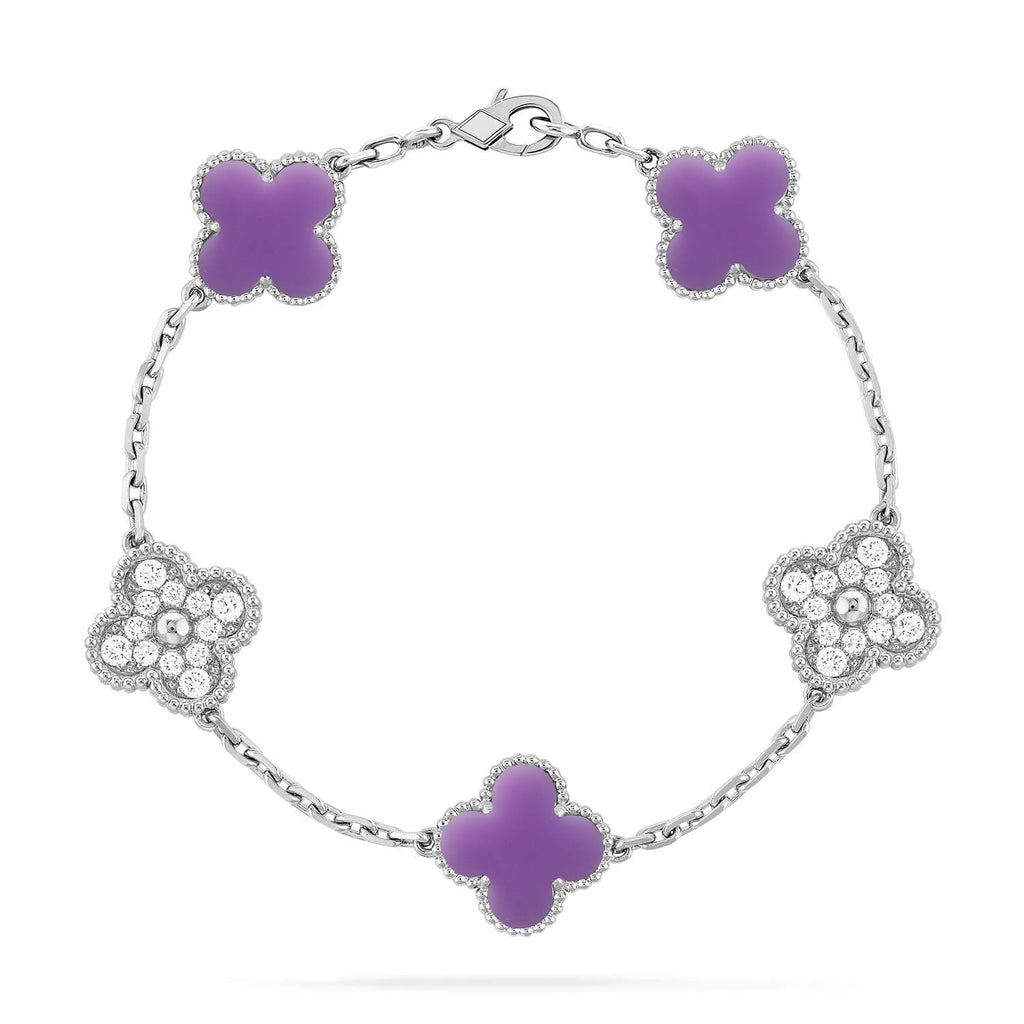 [LUXE JEWELRY]CLOVER 5 MOTIF LIGHT PURPLE BRACELET COLLECTION