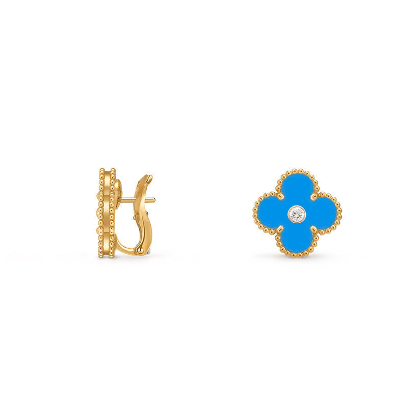 [LUXE JEWELRY]CLOVER 15MM MOP DIAMOND EARRINGS COLLECTION