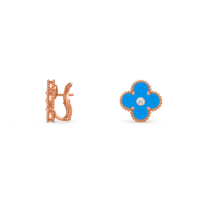 [LUXE JEWELRY]CLOVER 15MM MOP DIAMOND EARRINGS COLLECTION