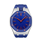 Oak Pop Dark Blue Steel Silicone Strap