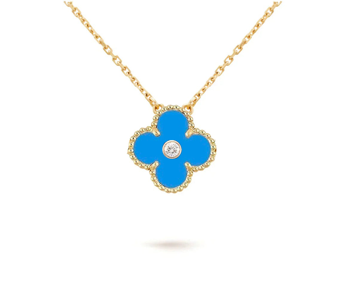 [LUXE JEWELRY]CLOVER 15MM DIAMOND SINGLE FLOWER NECKLACE COLLECTION