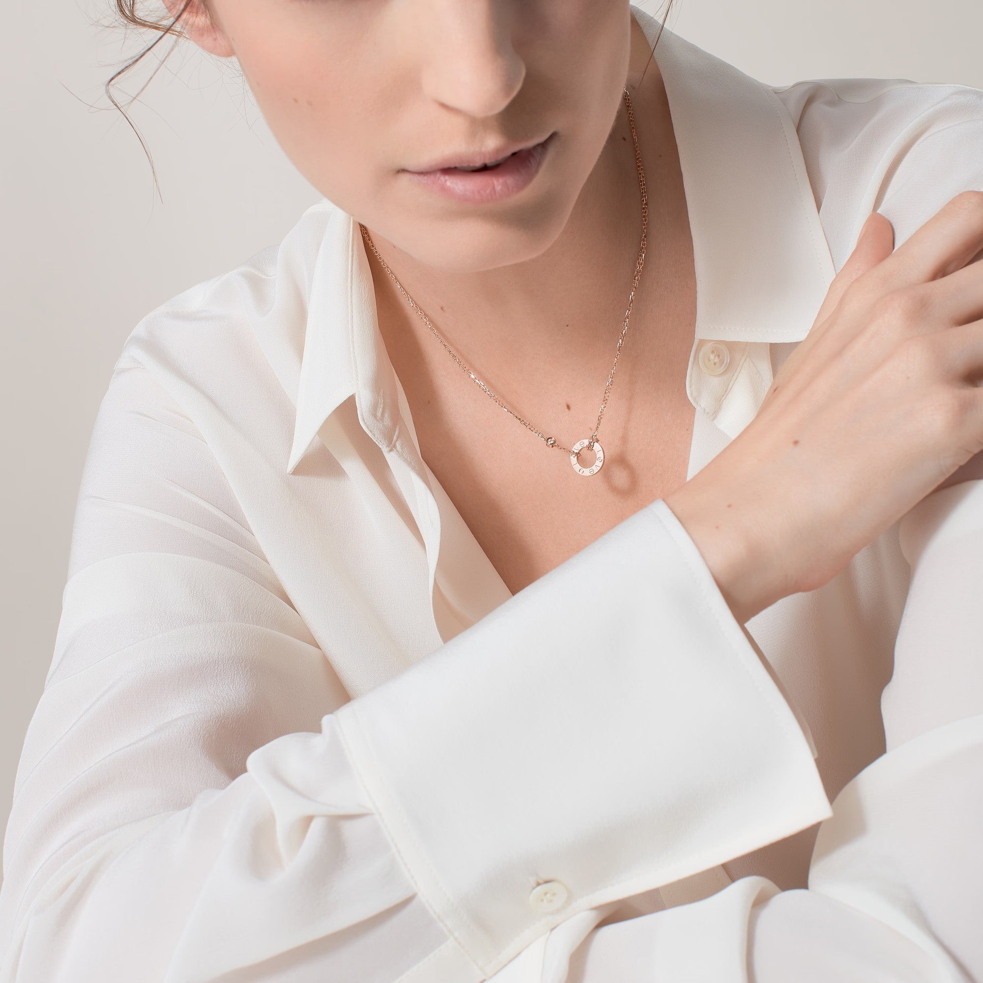 [LUXE JEWELRY] LOVE NECKLACE 16MM 2 DIAMONDS
