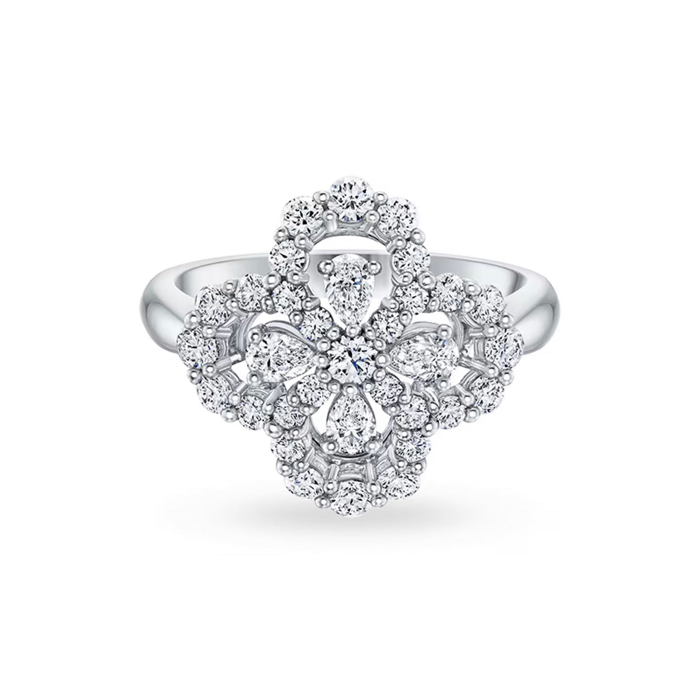 [LUXE JEWELRY]LOOP RING FULL MOTIF DIAMOND 16MM SILVE