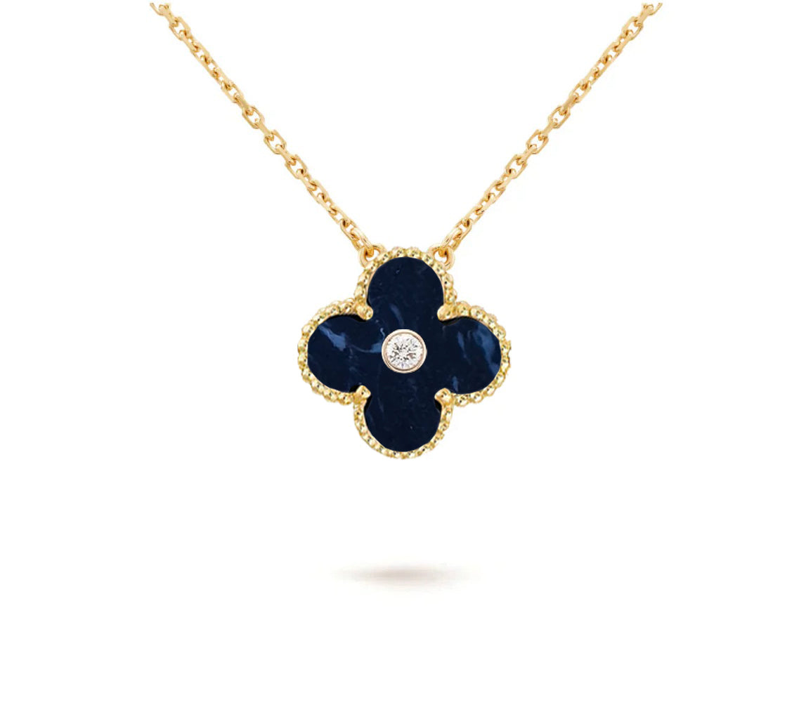 [LUXE JEWELRY]CLOVER 15MM DIAMOND SINGLE FLOWER NECKLACE COLLECTION