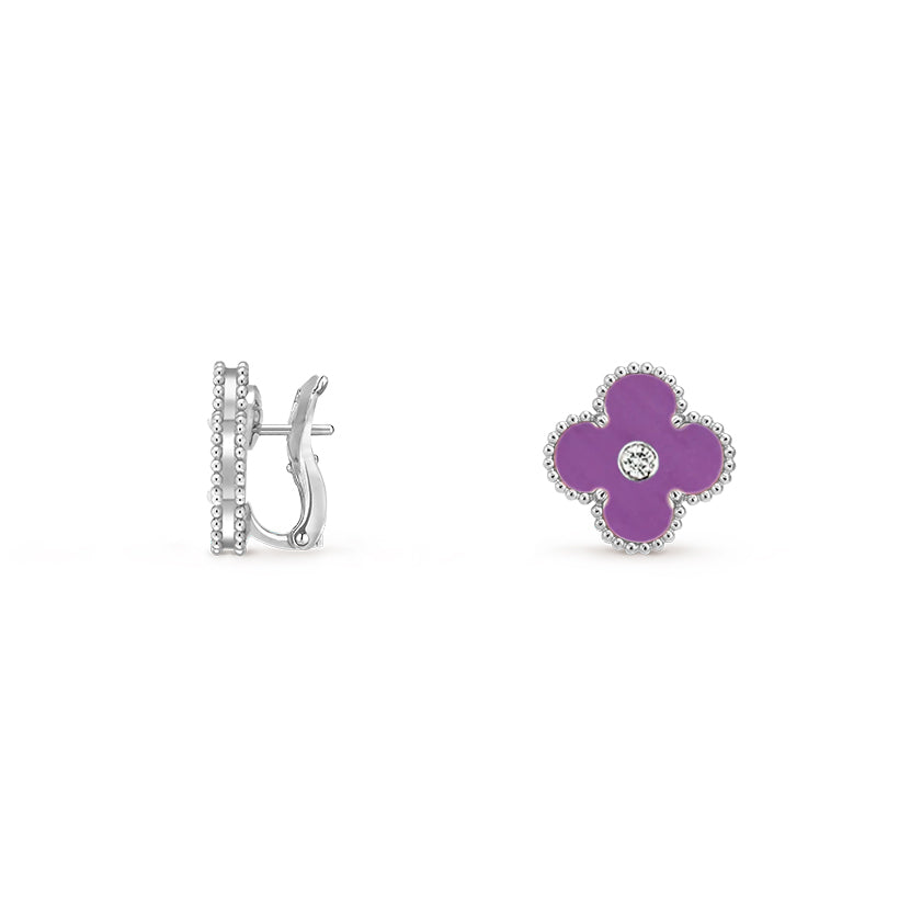 [LUXE JEWELRY]CLOVER SILVER 15MM MOP DIAMOND EARRINGS COLLECTION