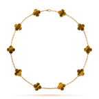 [LUXE JEWELRY]CLOVER 10 MOTIFS TIGER EYE NECKLACE
