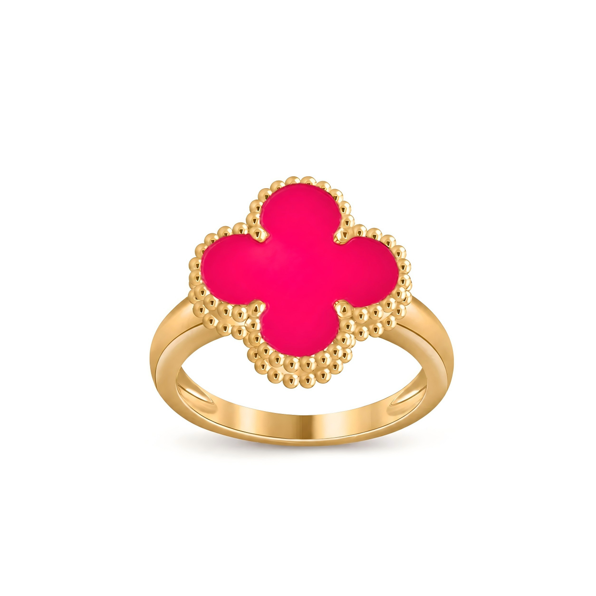 [LUXE JEWELRY]NEW CLOVER PINK ENAMEL RINGS