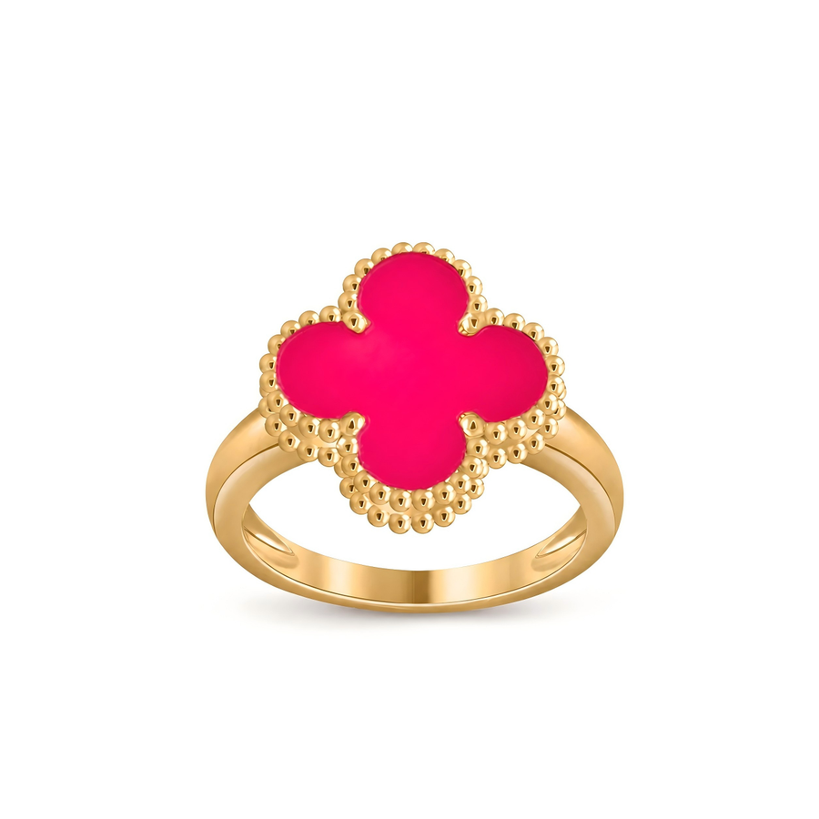[LUXE JEWELRY]NEW CLOVER PINK ENAMEL RINGS