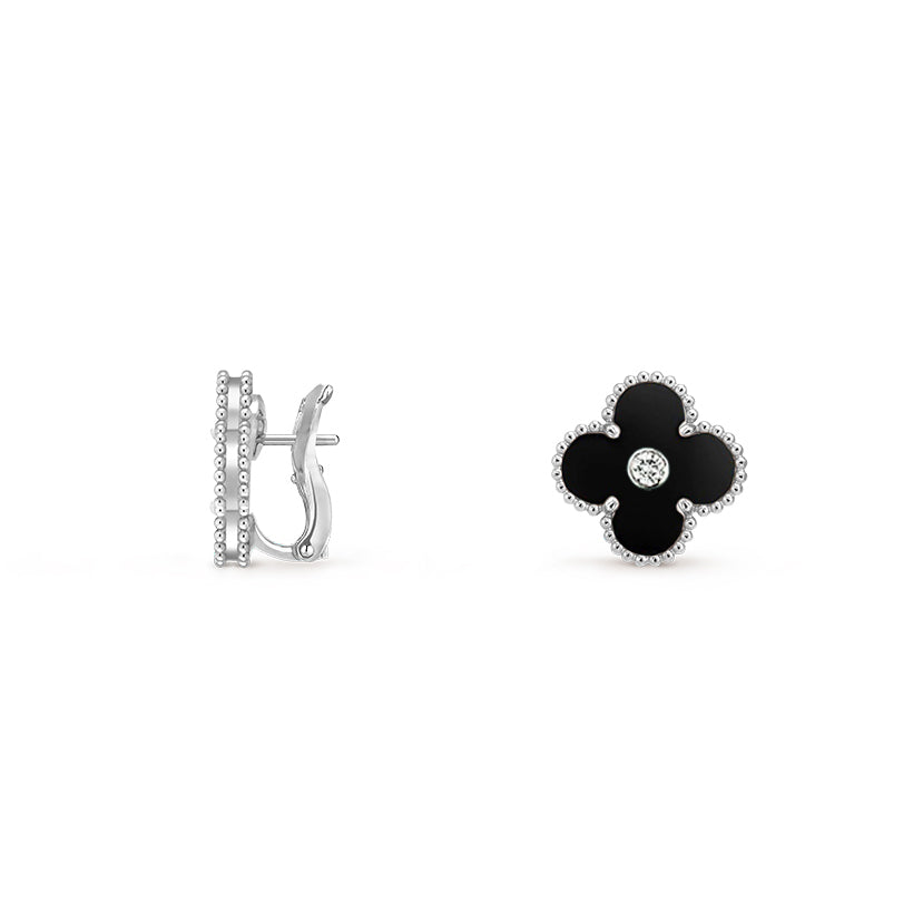 [LUXE JEWELRY]CLOVER SILVER 15MM MOP DIAMOND EARRINGS COLLECTION