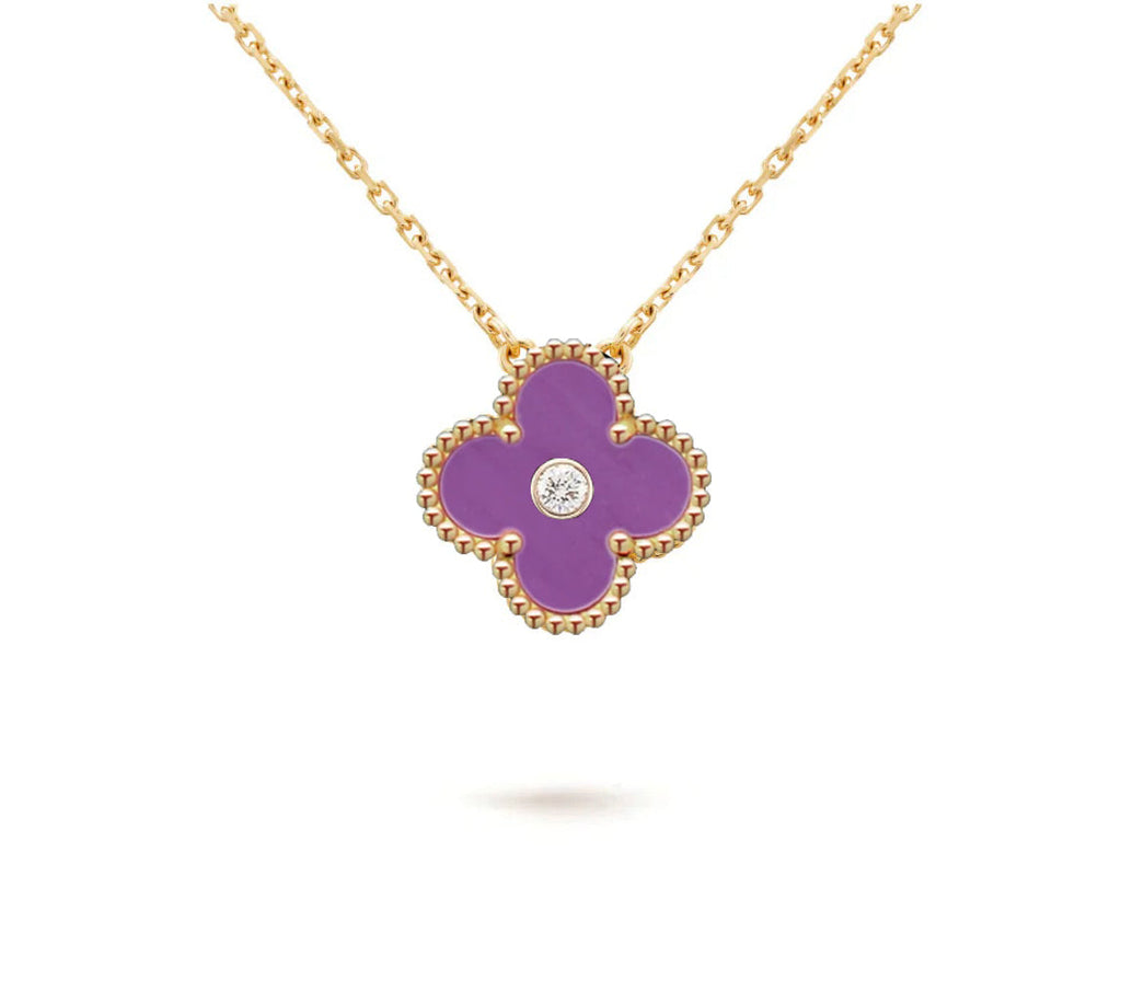 [LUXE JEWELRY]CLOVER 15MM DIAMOND SINGLE FLOWER NECKLACE COLLECTION