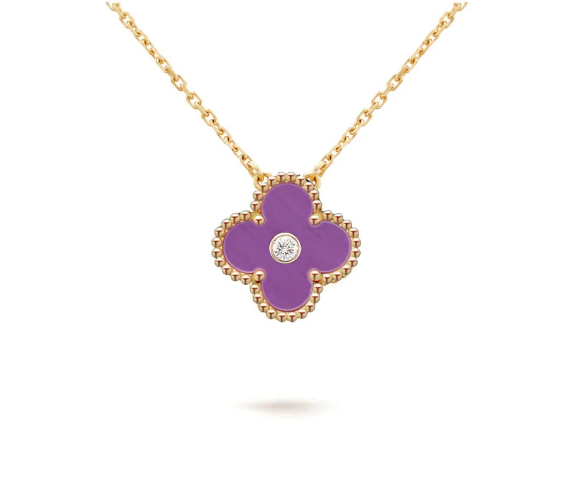 [LUXE JEWELRY]CLOVER 15MM DIAMOND SINGLE FLOWER NECKLACE COLLECTION