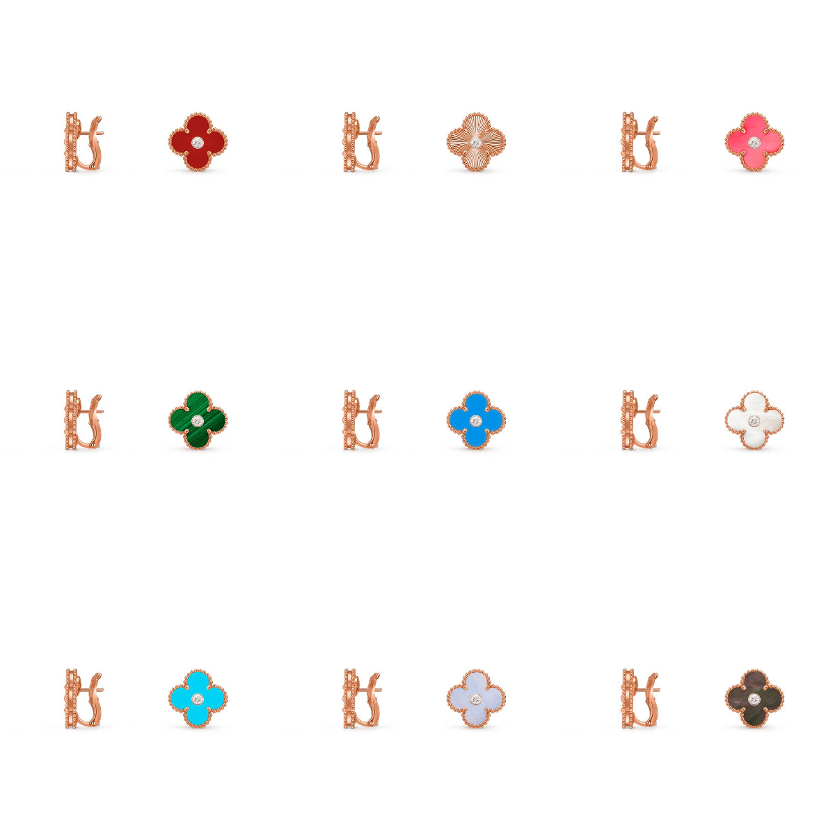 [LUXE JEWELRY]CLOVER 15MM MOP DIAMOND EARRINGS COLLECTION