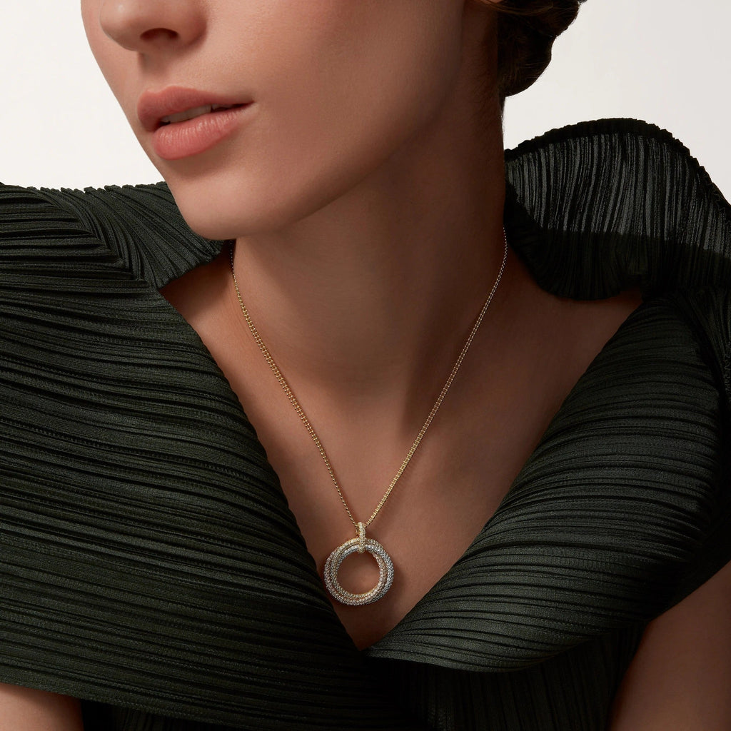 [LUXE JEWELRY] TRINITY LARGE FULL DIAMOND  NECKLACE