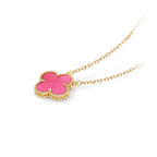 [LUXE JEWELRY]NEW CLOVER 15MM PINK ENAMEL NECKLACE