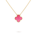 [LUXE JEWELRY]NEW CLOVER 15MM PINK ENAMEL NECKLACE