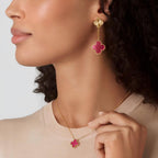 [LUXE JEWELRY]NEW CLOVER 15MM PINK ENAMEL NECKLACE
