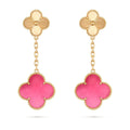 [LUXE JEWELRY]NEW CLOVER 2 MOTIF PINK ENAMEL EARRINGS
