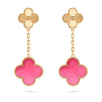 [LUXE JEWELRY]NEW CLOVER 2 MOTIF PINK ENAMEL EARRINGS
