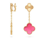 [LUXE JEWELRY]NEW CLOVER 2 MOTIF PINK ENAMEL EARRINGS