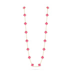 [LUXE JEWELRY]NEW CLOVER 20 MOTIFS PINK ENAMEL NECKLACE