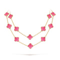 [LUXE JEWELRY]NEW CLOVER 20 MOTIFS PINK ENAMEL NECKLACE