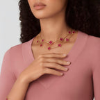 [LUXE JEWELRY]NEW CLOVER 20 MOTIFS PINK ENAMEL NECKLACE