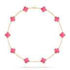 [LUXE JEWELRY]NEW CLOVER 10 MOTIFS PINK ENAMEL NECKLACE
