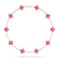 [LUXE JEWELRY]NEW CLOVER 10 MOTIFS PINK ENAMEL NECKLACE