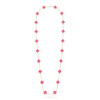 [LUXE JEWELRY]NEW CLOVER 20 MOTIFS PINK ENAMEL NECKLACE