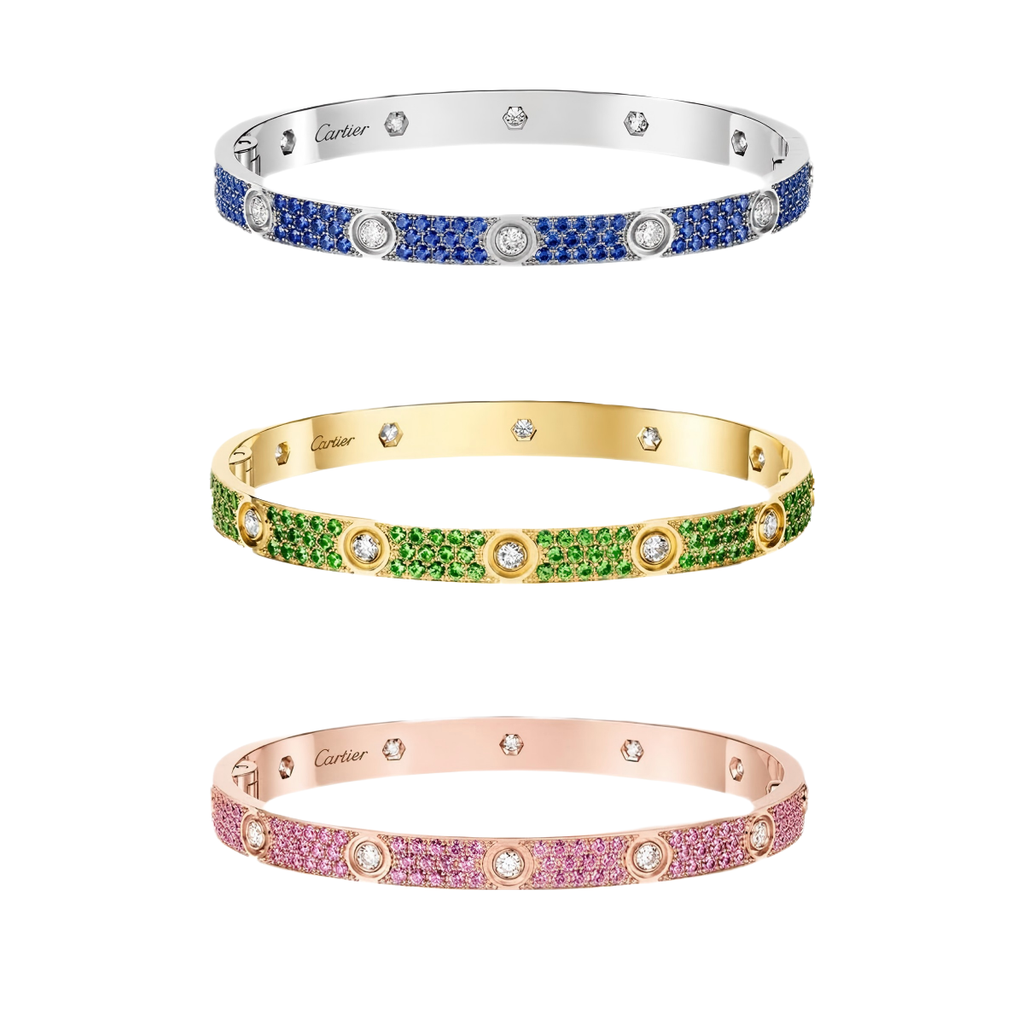[LUXE JEWELRY]2026 PAVE GEMSTONE LOVE BRACELET 6.1MM 10 DIAMONDS