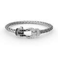 [LUXE JEWELRY]FORCE LARGE HORSESHOE BLACK WHITE DIAMOND BRACELET SILVER