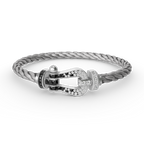 [LUXE JEWELRY]FORCE LARGE HORSESHOE BLACK WHITE DIAMOND BRACELET SILVER