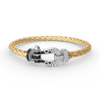 [LUXE JEWELRY]FORCE LARGE HORSESHOE BLACK WHITE DIAMOND BRACELET SILVER