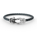 [LUXE JEWELRY]FORCE LARGE HORSESHOE BLACK WHITE DIAMOND BRACELET SILVER