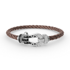 [LUXE JEWELRY]FORCE LARGE HORSESHOE BLACK WHITE DIAMOND BRACELET SILVER