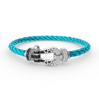 [LUXE JEWELRY]FORCE LARGE HORSESHOE BLACK WHITE DIAMOND BRACELET SILVER