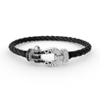 [LUXE JEWELRY]FORCE LARGE HORSESHOE BLACK WHITE DIAMOND BRACELET SILVER