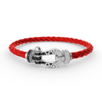 [LUXE JEWELRY]FORCE LARGE HORSESHOE BLACK WHITE DIAMOND BRACELET SILVER