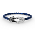 [LUXE JEWELRY]FORCE LARGE HORSESHOE BLACK WHITE DIAMOND BRACELET SILVER