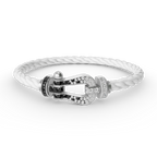 [LUXE JEWELRY]FORCE LARGE HORSESHOE BLACK WHITE DIAMOND BRACELET SILVER