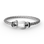 [LUXE JEWELRY]FORCE LARGE HORSESHOE BLACK DIAMOND BRACELET SILVER