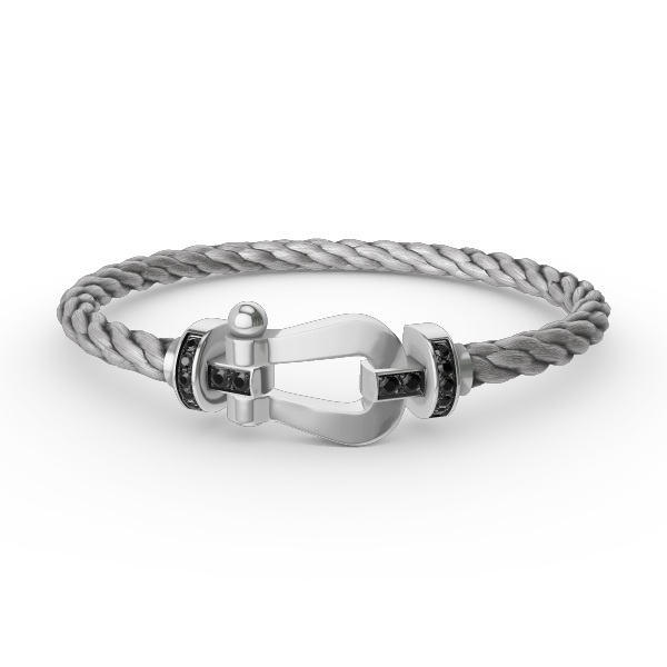 [LUXE JEWELRY]FORCE LARGE HORSESHOE BLACK DIAMOND BRACELET SILVER
