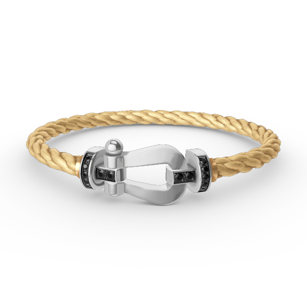 [LUXE JEWELRY]FORCE LARGE HORSESHOE BLACK DIAMOND BRACELET SILVER