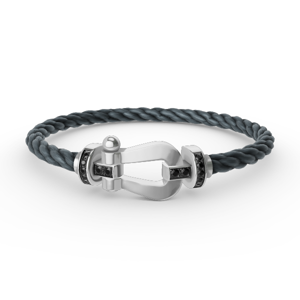 [LUXE JEWELRY]FORCE LARGE HORSESHOE BLACK DIAMOND BRACELET SILVER