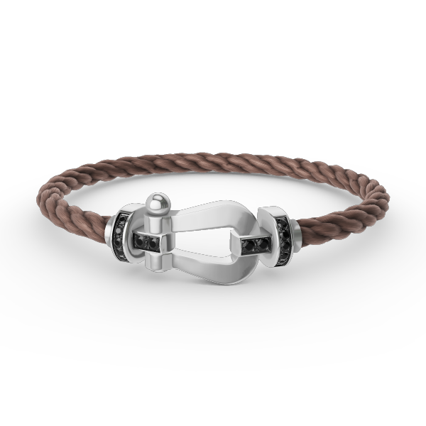 [LUXE JEWELRY]FORCE LARGE HORSESHOE BLACK DIAMOND BRACELET SILVER