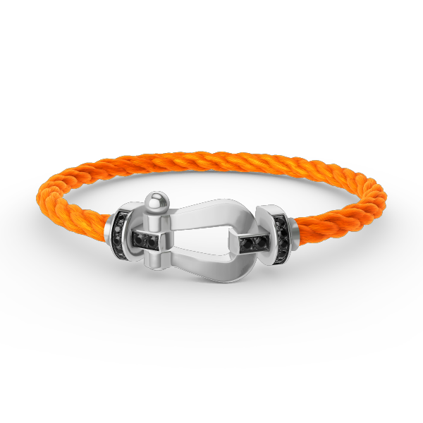 [LUXE JEWELRY]FORCE LARGE HORSESHOE BLACK DIAMOND BRACELET SILVER