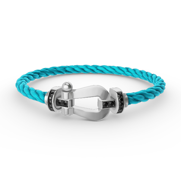 [LUXE JEWELRY]FORCE LARGE HORSESHOE BLACK DIAMOND BRACELET SILVER