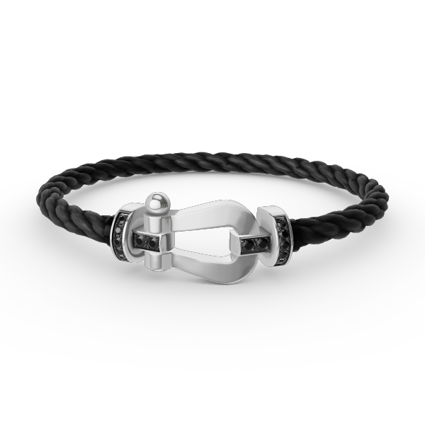 [LUXE JEWELRY]FORCE LARGE HORSESHOE BLACK DIAMOND BRACELET SILVER